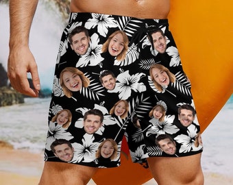 Custom Face Men's Swim Trunks, Personalized Photo Bathing Suit
