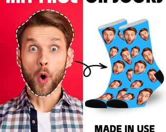 Aangepaste gezichtssokken, gepersonaliseerd fotocadeau, gemaakt in de VS