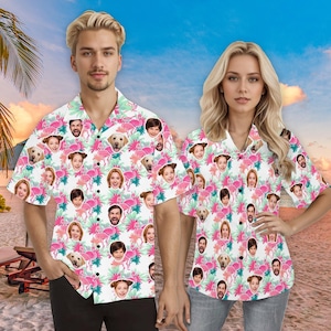 Custom Face Hawaiian Shirts,Personalized Men Hawaiian Button Up Shirts,Hawaiian Shirt with Photo ,Hawaiian Shirt for Men Women,Vacation Gift