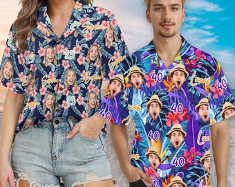 Custom Face Hawaiian Shirt, Personalized Photo Button Up Shirt
