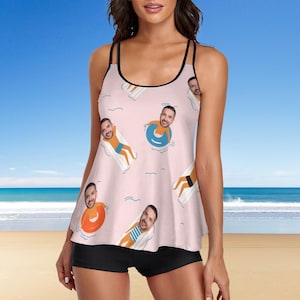 Custom Photo Swimwear, Personalized Swimsuit with Face, Customize Bathing Suits, Photo Swimming Suits, Vacation/Independence Day Gift