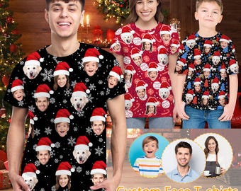 Personalized Face Christmas T-Shirt, Custom Photo Family Gift