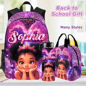 Custom Afro Black Girl Backpack,Custom Name Backpack,Backpack with Name,Personalized Name Book Bag,Girl school Bag,Back to School Gifts