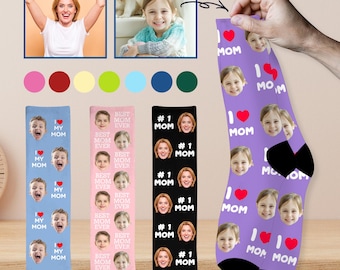 Custom Face Socks for Mom, Personalized Photo Gift