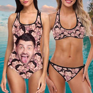 Personalized Swimsuit with Face,Custom Face Bathing Suits,Bride Bathing Suit,Custom Women&#39;s Swimwear,Funny Face on Bikini,Gifts for Wife