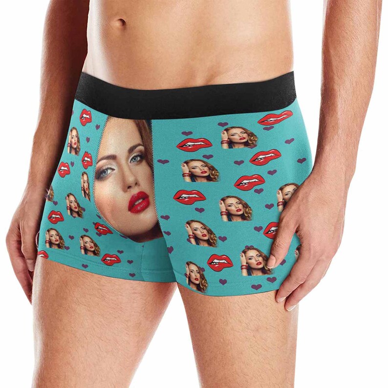 Custom Boxers for Men with Face Red Lips Personalized Valentine/'s Day Underwear for Men Funny Gag Gift