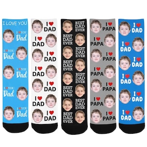 Custom Father&#39;s Day Socks Made in USA,Custom Face Sock,Personalized Photo Socks,Sock with Face,Gifts for Dad,Best Dad Sock,Father&#39;s Day Gift