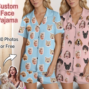 Custom Face Pajama Set, Personalized Photo Pajamas, Christmas Gift