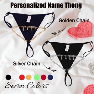 Custom Women Thong with Name,Custom Name letter Thong,Underwear Lingerie,Personalized Waist Chain Thong,Custom Body Waist Chain,Gift for Her