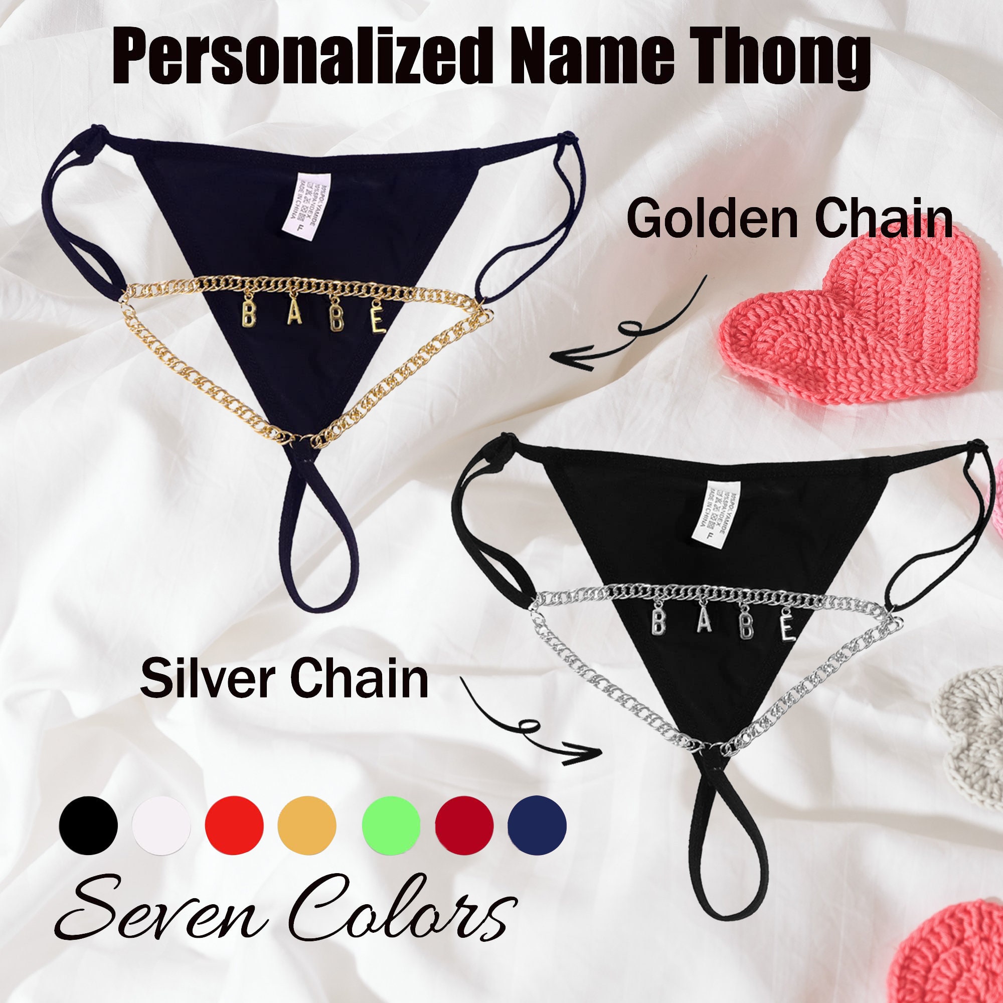 Custom Women Thong With Name,custom Name Letter Thong,underwear Lingerie, personalized Waist Chain Thong,custom Body Waist Chain,gift for Her 