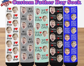 Custom Face Sock for Dad Made in USA,Personalized Photo Sock,Custom Father's Day Sock,Socks with Face for Men,Gift for Dad,Father's Day Gift