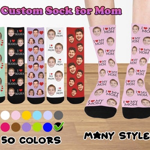 Benutzerdefinierte Gesichtssocken Made in den USA, personalisierte Socke mit Foto, lustige Gesichter auf Socke, benutzerdefinierte Bildersocken, Geschenk für Mutter / Oma, Muttertagsgeschenk
