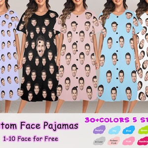 Personalized Photo Pajama Dress, Custom Face Nightgown