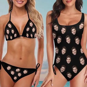 Personalized Face Swimsuit, Custom Photo Bikini, Bachelorette Gift