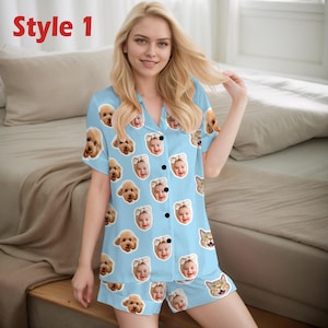 Custom Face Pajama Set, Personalized Photo Pajamas, Christmas Gift Style 1