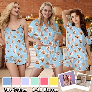 Pijama personalizada con foto, pijama de manga corta para mujer
