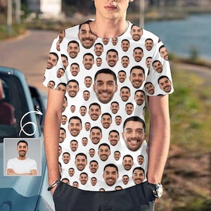 Custom Face T-shirts for Men Made in USA, Personalized Boyfriend Face Shirt, Photo Shirt, Custom Picture Shirts Father's Day Gift for Dad