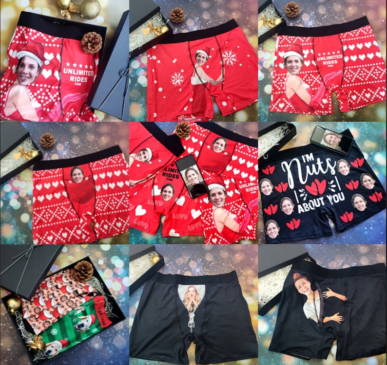 Custom Men/'s Funny Face on Zipper Underwear Pouch Breathable Boxer Briefs Shorts with Photo Personalized Gifts for him