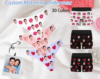 Custom Face Couple Underwear,Personalized Photo Matching Couple Underwear,Custom Face Thong,Boxer Briefs for Boyfriend,Valentine's Day Gifts