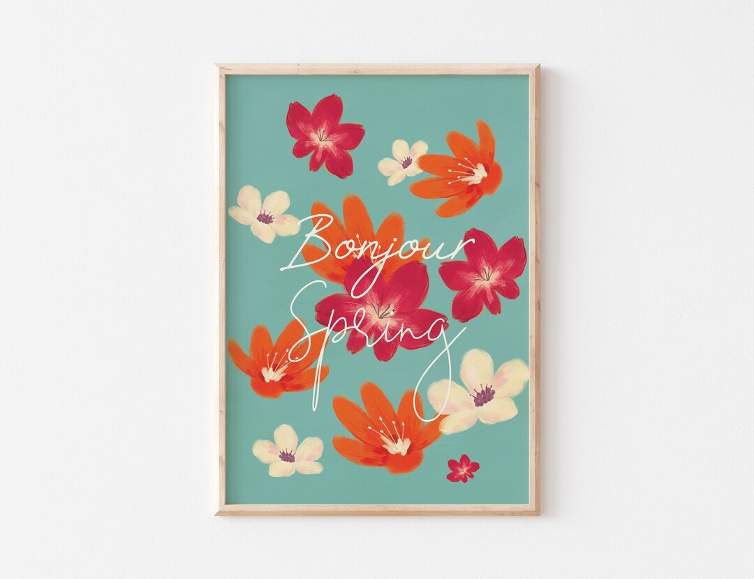 Bonjour Spring Printable Wall Art, Hello Spring Printable Wall Decor ...