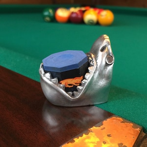 Cuedusters Chalk Tub Shark Bite 3OZ Pewter Billiards Chalk Holder