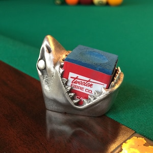 Cuedusters 3 CHALK STYLES Chalk Tub Chalk Dippin&#39; Shark Pewter Billiards Chalk Holder