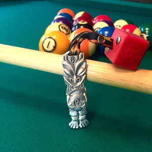 Cuedusters Billiards Tiki god of 8 Pewter Chalk Holder With Chalk