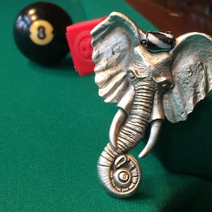 Cuedusters Billiards Elephant Pewter Chalk Holder With Chalk