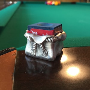 Cuedusters Chalk Tub Sack O&#39; Chalk Pewter Billiards Chalk Holder With Chalk