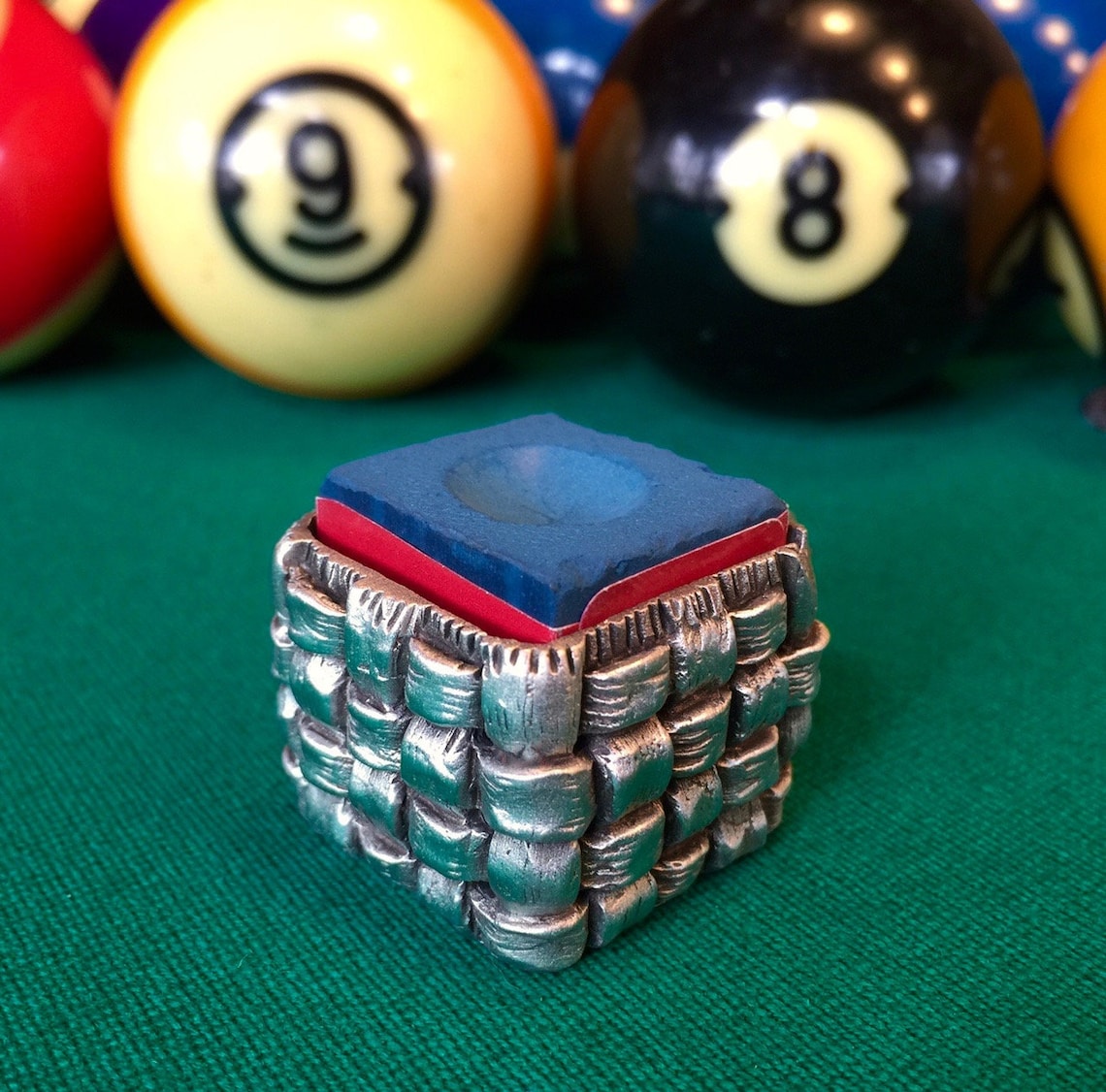Cuedusters Chalk Tub Woven Pewter Billiards Chalk Holder With Etsy