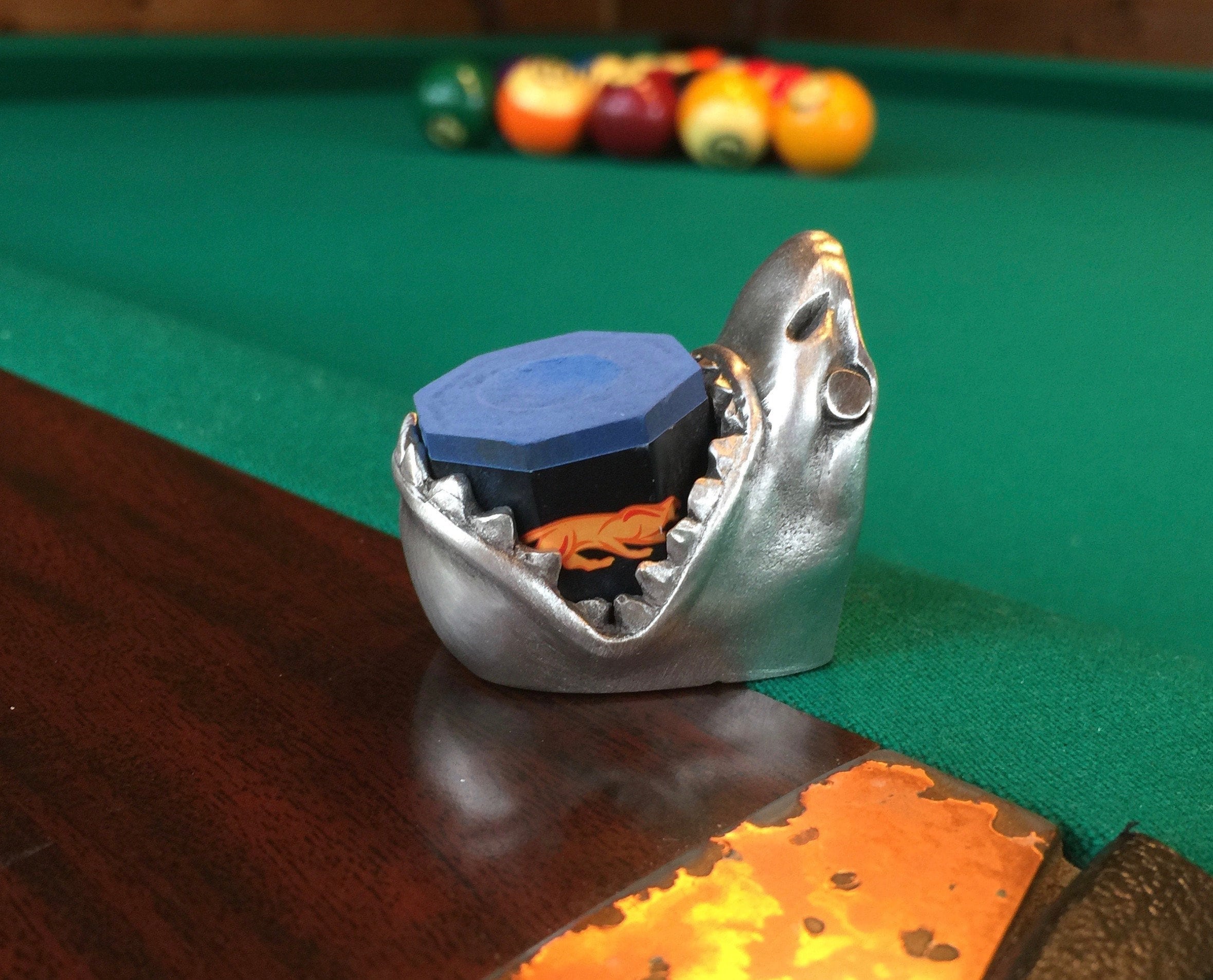 Cuedusters Chalk Tub Shark Bite 3OZ Pewter Billiards Chalk