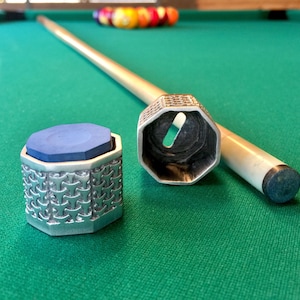 Cuedusters Chalk Tub Geometric 8 sided Billiards Chalk Holder with Predator Chalk.
