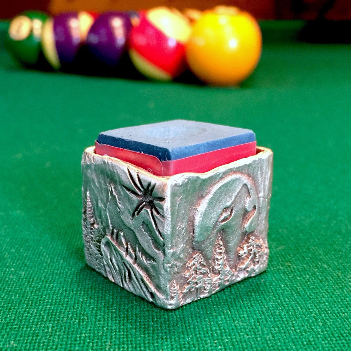 Cuedusters Chalk Tub Wolf Master Pewter Billiards Chalk Holder Etsy