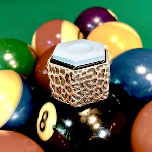 Cuedusters Chalk Tub Leopard Pattern Billiards Pewter Chalk Holder for Kamui Roku 6 Chalk. Chalk not included.