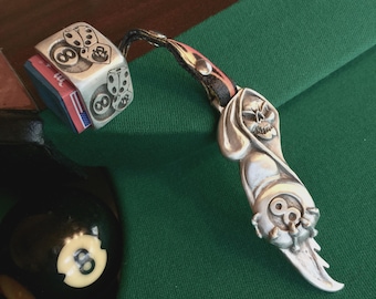 Cuedusters Combolicious Reaper 8 Hustlin 'Pewter Kreidehalter für Master Chalk mit Kreide