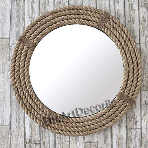 Nautical Coastal Round Mirror Home Decor Large Wall Mirror Etsy