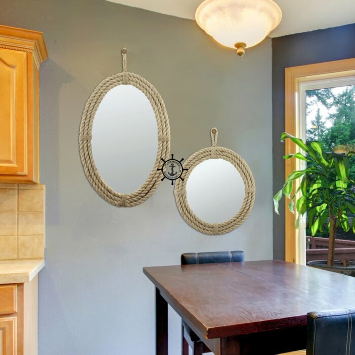 Nautical Coastal Oval Jute Rope Mirror home Decor Large Wall Etsy