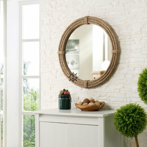 Nautical Coastal Round Rope Mirror Home Decor Large Wall Etsy