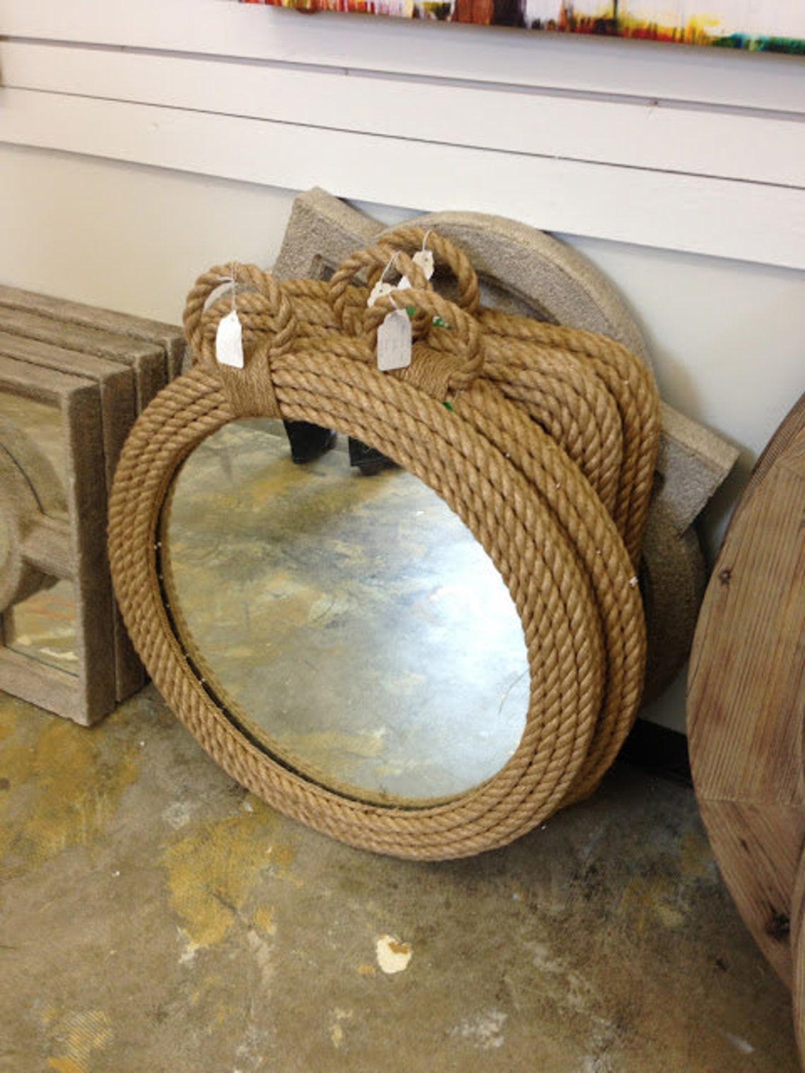 Nautical Coastal Round Rope Mirror Home Decor Large Wall Etsy