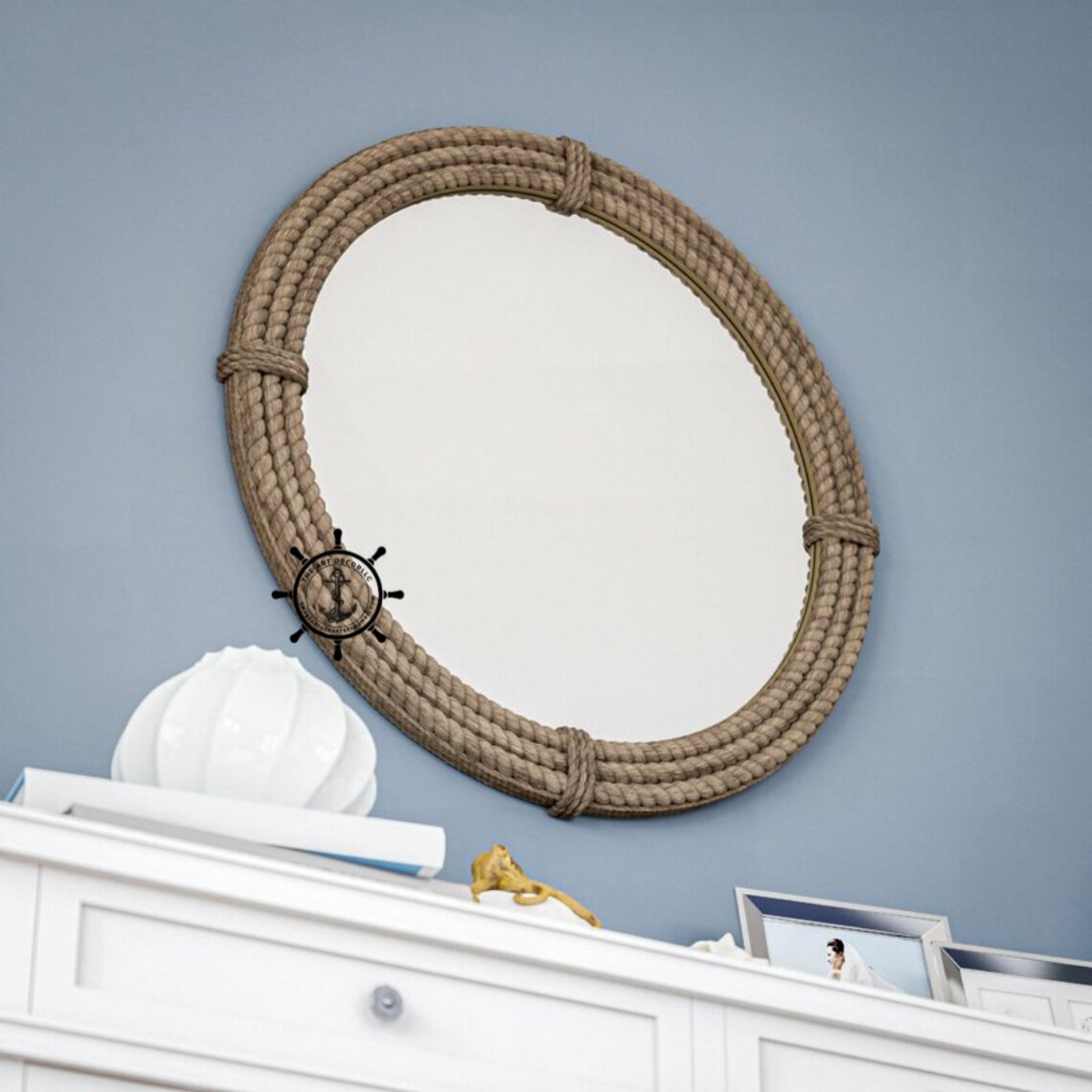 Nautical Coastal Round Rope Mirror Home Decor Large Wall Etsy
