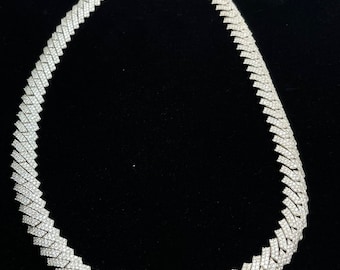 Hip Hop Miami Chain, 10mm Width 27.30 TCW Colorless Moissanite Diamond Chain, Men's Iced Out Cuban Link Chain 20" Inches, Solid 925 Silver