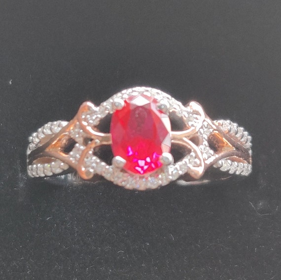 Enchanted Mulan Live Action Ring, 1.05 Ct Oval Cut Red Ruby and