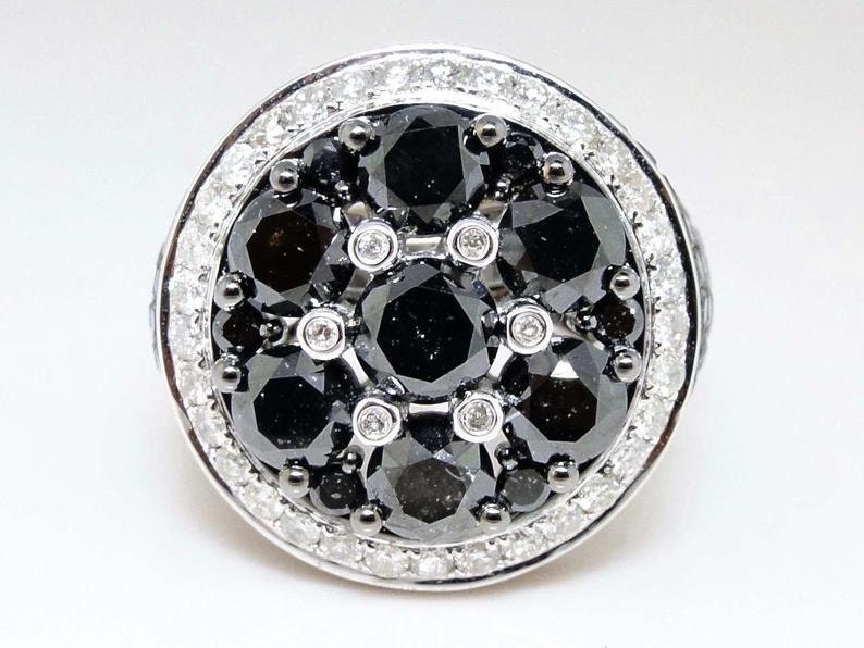 New Men's Black Diamond Pinky Ring 11.72 Ct Round Cut Etsy