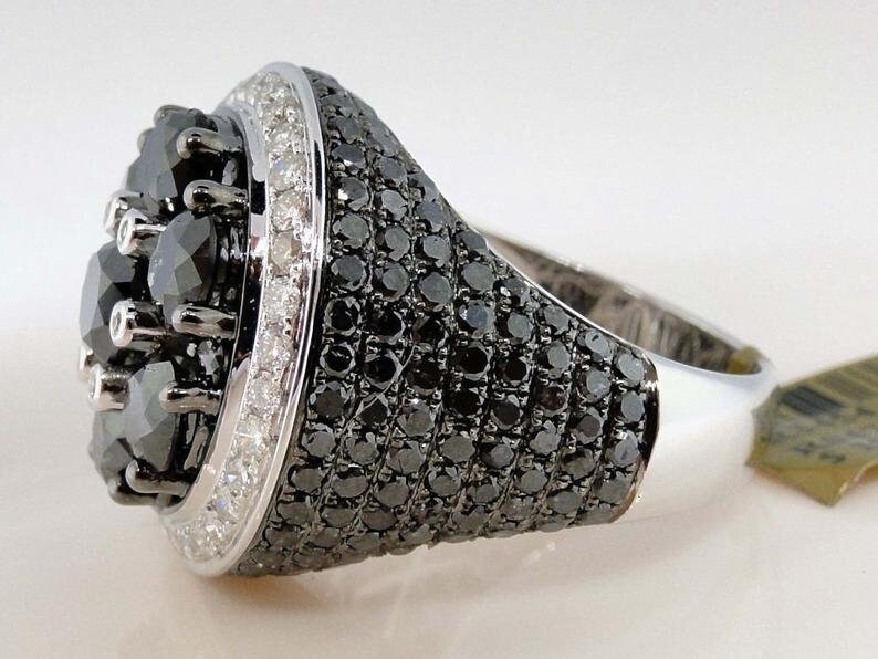 New Men's Black Diamond Pinky Ring 11.72 Ct Round Cut Etsy