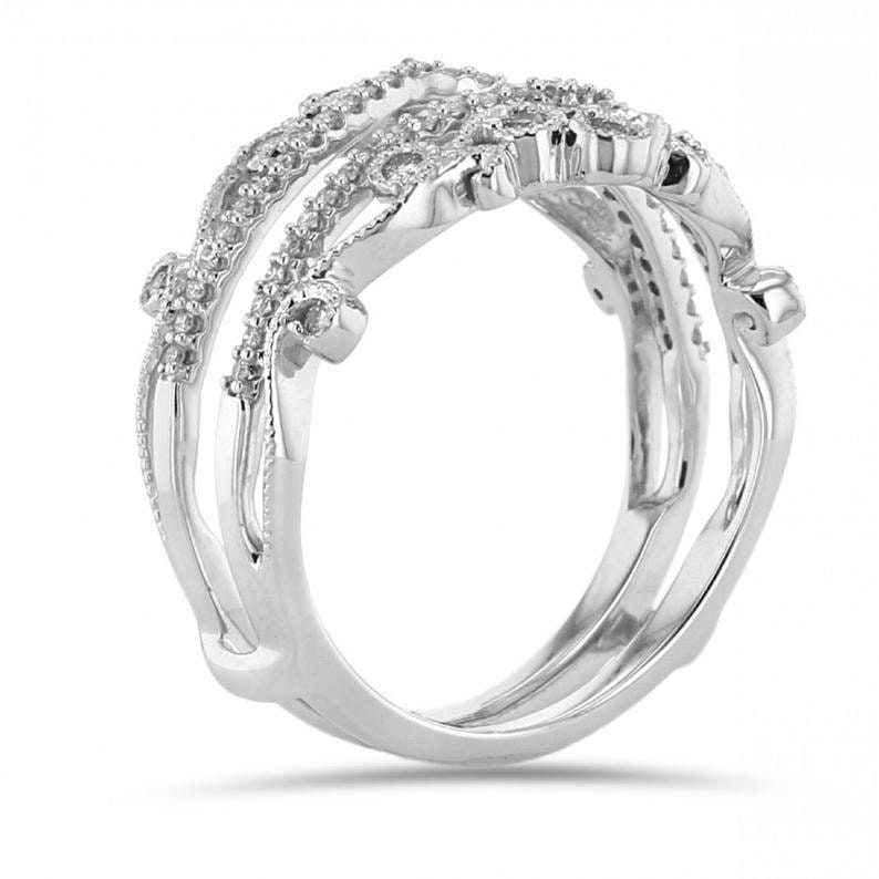 Guard Wrap Enhancer Ring 0.50 Ct Round Diamond Jacket Solitaire Engagement Ring Wedding Band in 925 Silver Crown Ring Gift For Wife