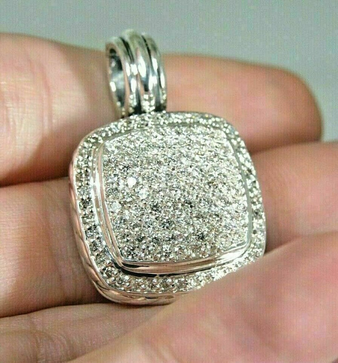 1.35 CT Round Cut Lab CZ Diamond Pendant, Big Iced Out Pendant, 925