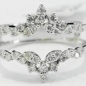 Moissanite Diamond Band: Open Work Enhancer Guard, Proposal Wedding Ring