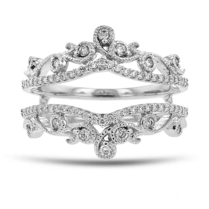 Guard Wrap Enhancer Ring 0.50 Ct Round Diamond Jacket Solitaire Engagement Ring Wedding Band in 925 Silver Crown Ring Gift For Wife