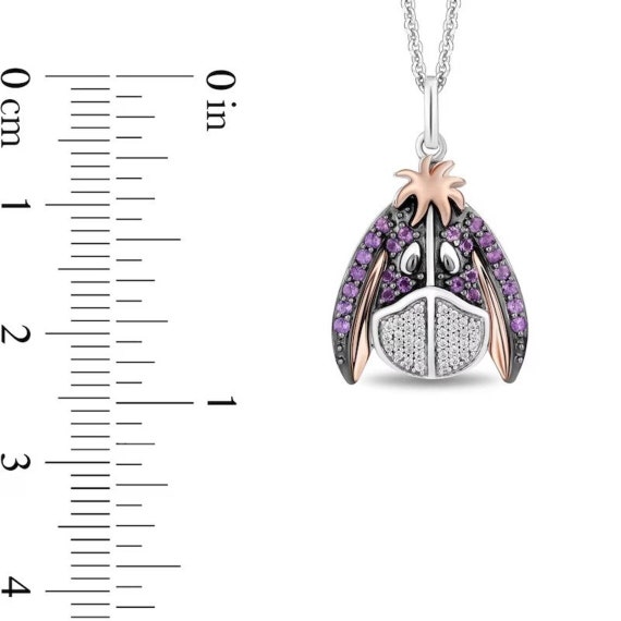 Disney Treasures Winnie the Pooh Pendant, CT Amethyst CZ Eeyore  Pendant Necklace, 925 Sterling Silver, Valentine Gift For Eeyore Fan