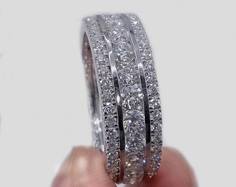 3 Ct Moissanite Eternity Band: 14K White Gold Anniversary Ring